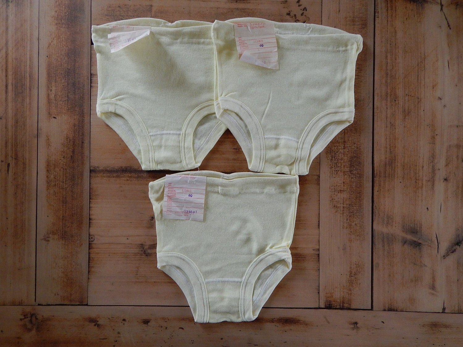 Soviet Vintage Underwear Kids Cotton Underpants Unused With Factory Tag  Light Yellow Underpants 100% Cotton Made in USSR Era 1980-s 