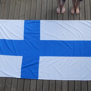 Vintage Huge Finnish Flag Collectible Flag Polyester Flag Valio Lippu 160 x 270 cm