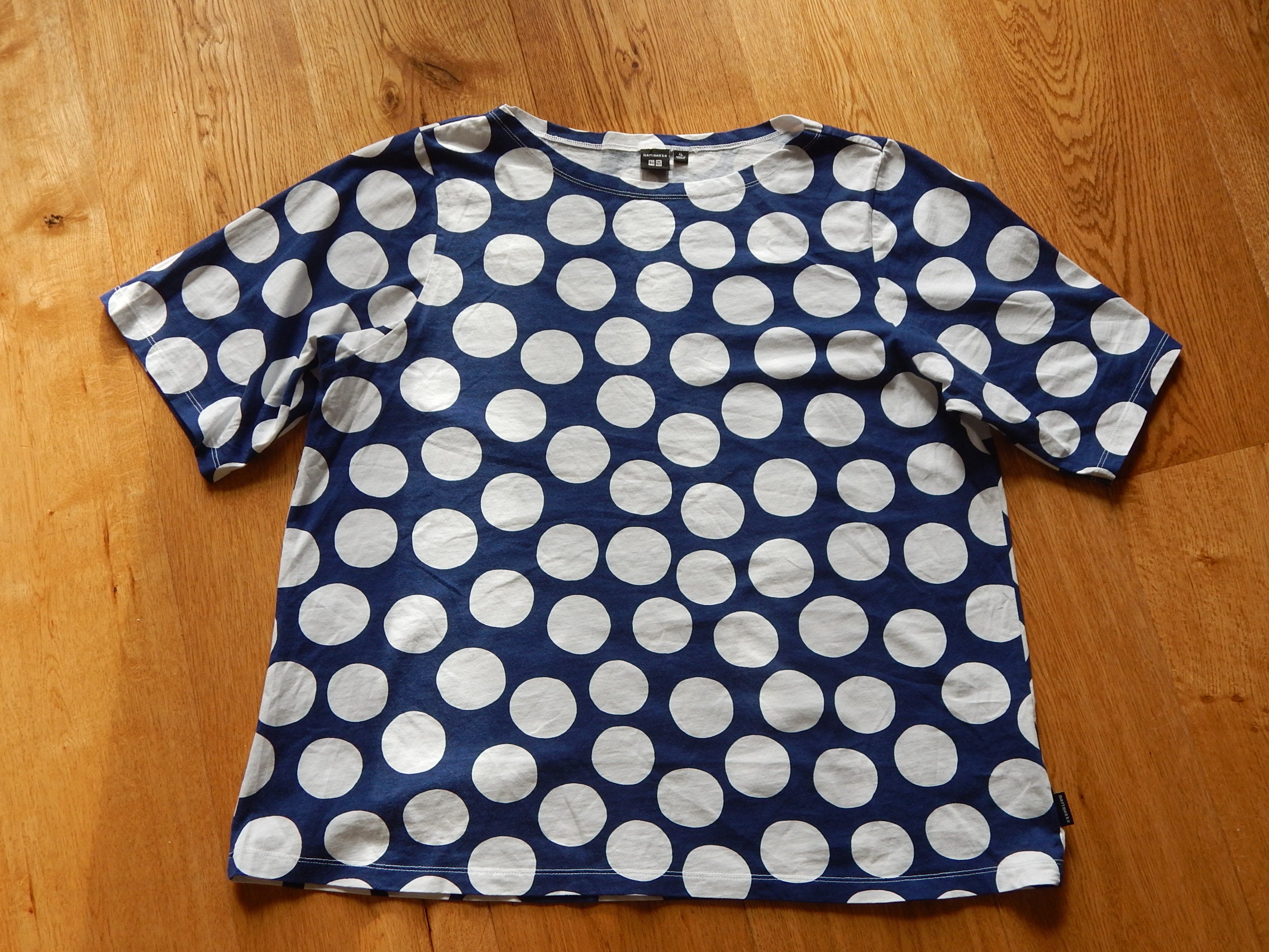 Marimekko Tunika Blau Weiss Polka Dot Muster Damen Grosse Xl Etsy