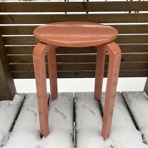 One Alvar Aalto Style Glossy Dusty Pink Stool Estonian Vintage Furniture 1980 s