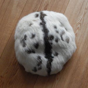 Vintage White Brown Rabbit Fur Winter Hat Unisex Hat with Made in