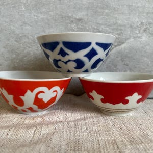 Uzbek Vintage Tea Bowl Dessert Salad Candy Bowl Tableware Blue or Red Ornament Uzbek Pjala  Kitchen 1970-s