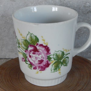 Ukraine Vintage Big Tea Mug Polonsky Porcelain Factory Rose Mug Flower Mug, Coffee or tea mug