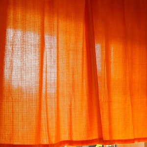 Set of 2 Vintage Swedish Warm Yellow or Orange Acrylic Wool Curtain Retro Home Decor/ Vintage Decor 1970 s. Scandinavian design 120 x 145 cm