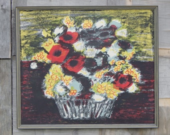 Scandinavian Vintage Tapestry Hand Printed Cotton Textile Picture from ILSE ROEMPKE Home Decor Textile Art