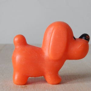 Plastic Dog Toy, Baby Toy Little Red Puppy 1980 s.  Collectible
