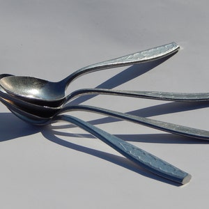 Vintage aluminium dessertlepel set van 4 servies voor thuis, kleine soeplepel keukengerei jaren 60.
