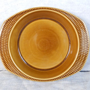 Vintage Stavangerflint Baking Bowl Owen Dish Flamingo Ildfast 2023 Inger Waage Pattern Greenish Brown Norway Scandinavian Tableware 1950s