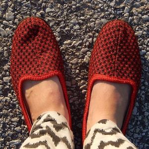 GDR vintage Red Slippers EUR 38 Women Shoes Retro Footwear Made in 1980 s