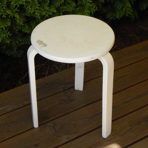 One Alvar Aalto Style 3 Leg White Stool Estonian Vintage Furniture 1980 s