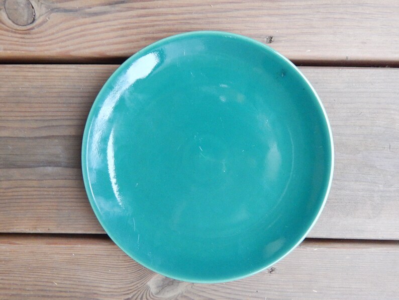 Skandinavisk Vintage Höganäs Keramik Emerald Green Hoganas Keramiksallad Tallrik Stengods bild 9
