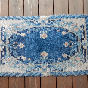 Scandinavian Vintage Rya Rug Swedish Carpet Woven Wool Mat Woven Textile Home Decor Textile Art Carpet Wallcloth 1970