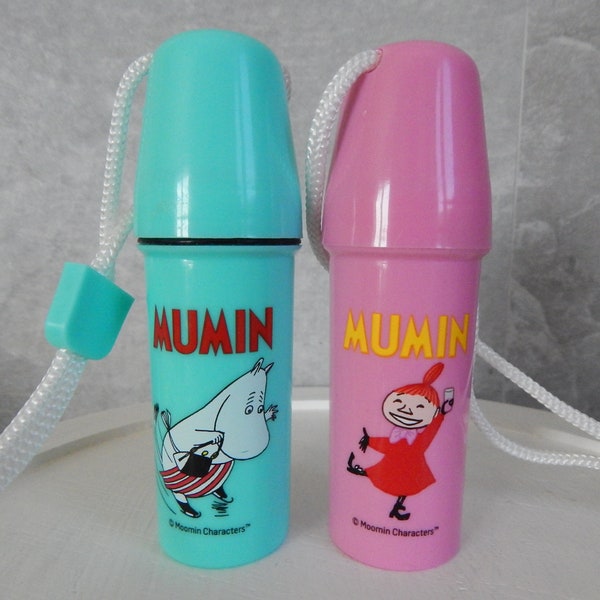 Set of 2 MUMIN Jars for Candies Vintage Plastic Containers Moomin Characters Cups Swedish Fast Food MAX.