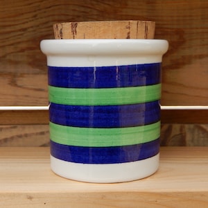 Vintage Rörstrand Sweden PIGGELIN pattern Jar with cork lid / Marianne Westman Design 60s
