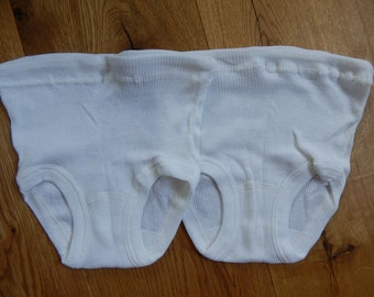Set of 2 NOS  Vintage Girls Underpants Vintage White Knickers White Cotton Underpants Made in  3-4-5 Years