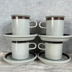 Set of 4 Arabia of Finland Coffee Cup and Saucer Stoneware