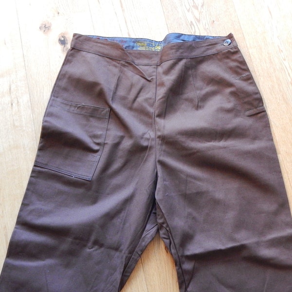 Estonian Vintage Cotton Brown Work Pants Repairman Trousers Factory NOORUS Size 164-170 cm tall person