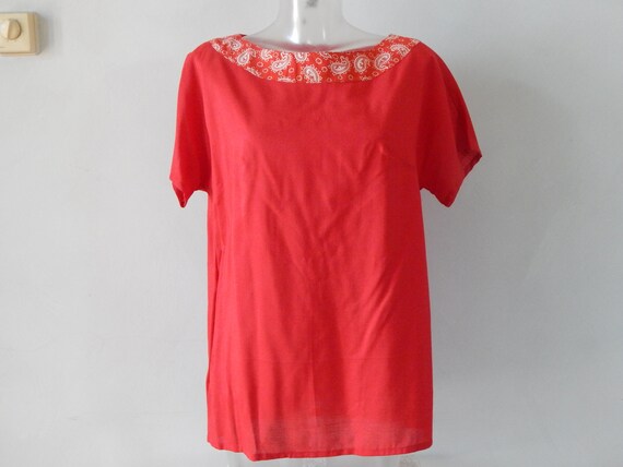 Red Blouse Woman Clothing Gift for Her Hand Made … - image 7