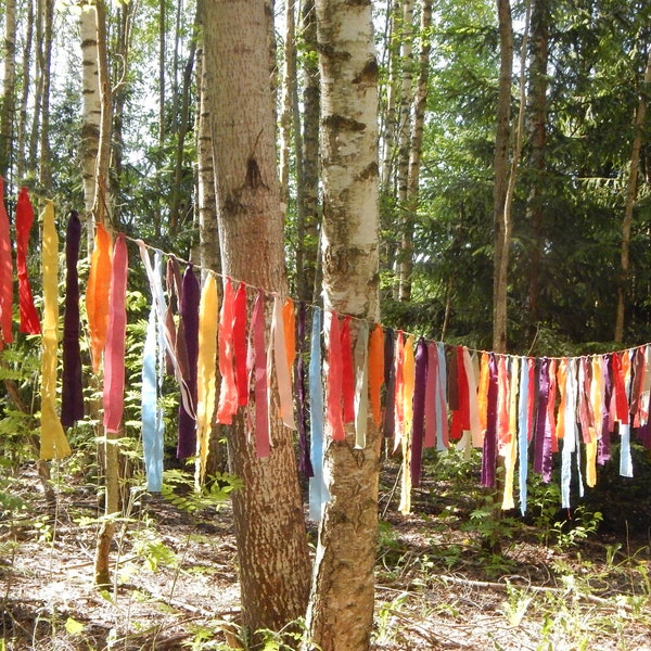 Partydekoration/Fiesta-Quasten-Wimpelkette, mehrfarbige Hochzeitsgirlande/Regenbogen-Girlande, Stoffwimpelkette, jeder Meter enthält 12 Quasten