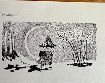 Original 2-sided Black and White Moomin Book Print Tove Jansson book Moominland Midwinter Trollvinter