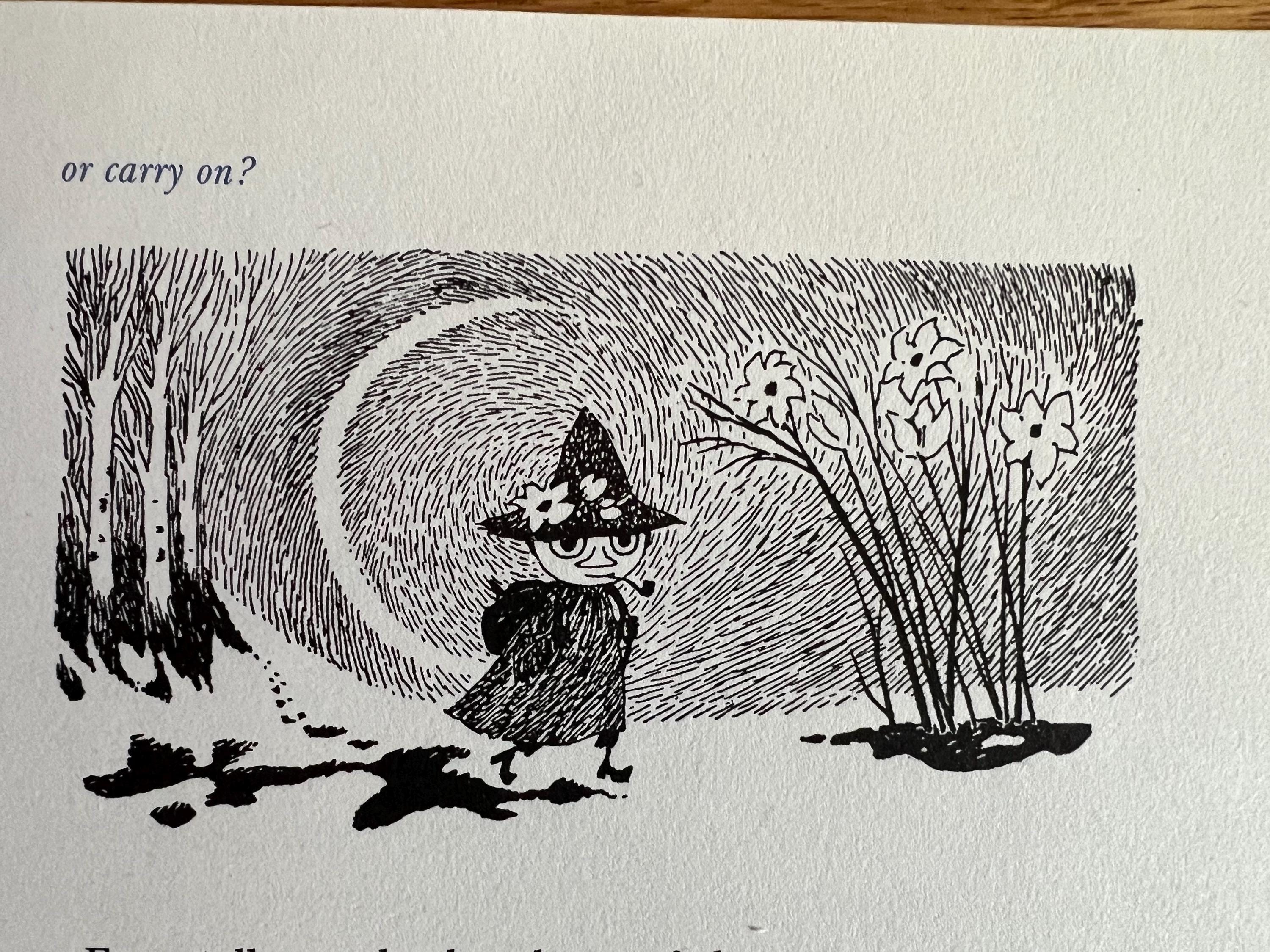 Original 2-sided Black and White Moomin Book Print Tove Jansson