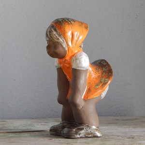 Scandinavian Vintage Ceramic Figurine Little Girl Child Retro Home Decor Hand Made Signed Lill