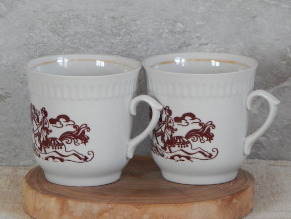 Set di 2 tazze da tè vintage per bambini, tazze da latte, stoviglie  dell'epoca delle fiabe, fabbrica di porcellane Gorodnitsky, Ucraina -   Italia