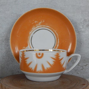 Riga Porcelain Factory Light Brown Coffee/ Tea Cup And Saucer  Design Tea Cup and Saucer  era 1980 s.  Tableware