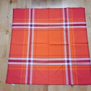 Checkered Orange Tablecloth Made in Finland. Finlayson 90 x 90 cm