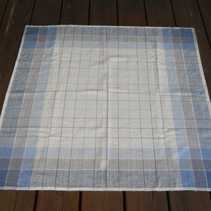 Vintage Checkered Blue White Finlayson Tablecloth Cotton Viscoze