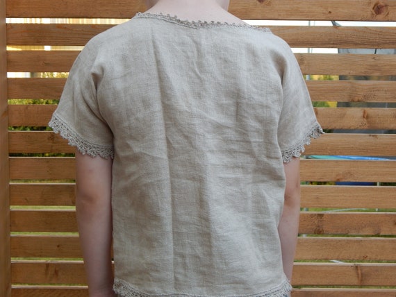 Vintage Linen Kids Blouse unisex handmade blouse … - image 6