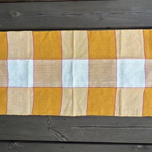 Vintage Handweaved Linen tablecloth Checkered Yellow/ White Tablecloth Made in Finland Unused