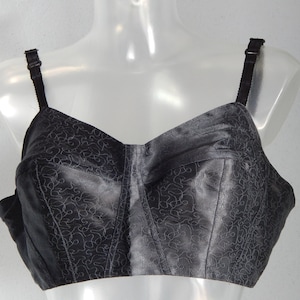 Brassiere  Time Vintage Black Cotton Lining Lingerie Ladies Bra Black Cotton Polyester Bra Made in   era 1980 s NOS