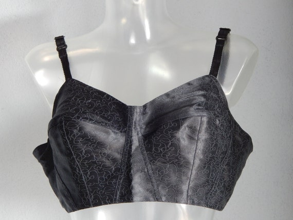 Brassiere Time Vintage Black Cotton Lining Lingerie Ladies Bra Black Cotton  Polyester Bra Made in Era 1980 S NOS 