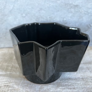 Estonian Vintage Ceramic Vase Abstract Black Vase