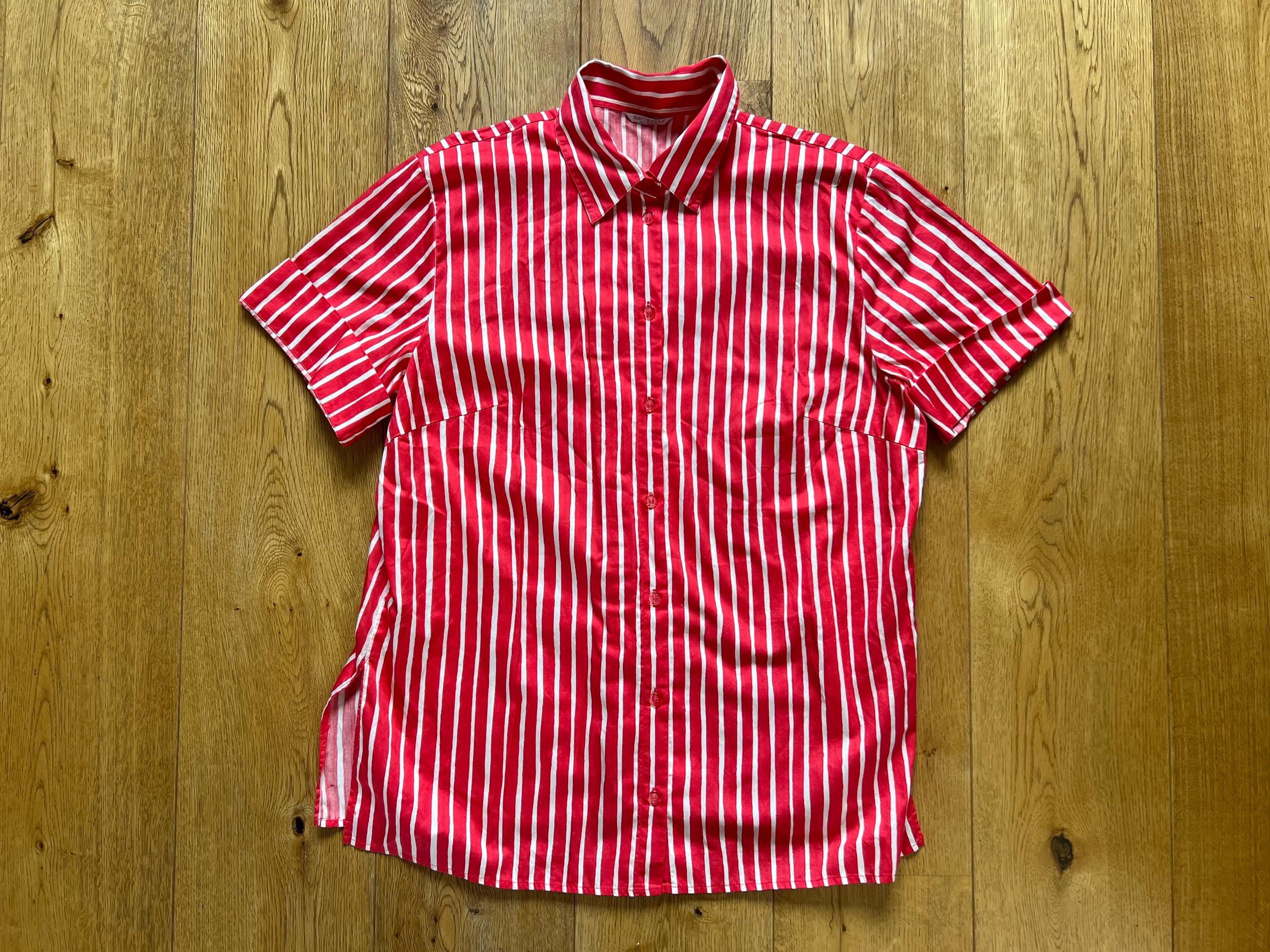 マリメッコ ヨカポイカ レディース シャツ 赤と白 半袖シャツ サイズ