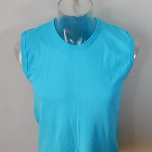 Vintage Large  Mens Unisex Turquoise Blue Tank Maika/ Shirt/ Unused Made in   Estonia in 1980 s