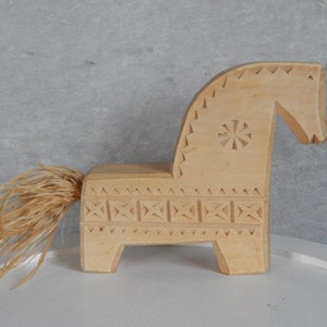 Vintage Wooden Horse Decorative Natural Unfinished Wood Horse