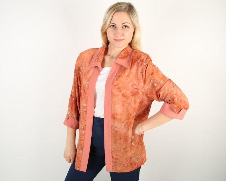 Naranja óxido bordado mujer cárdigan elegante camisa cardigan | Etsy