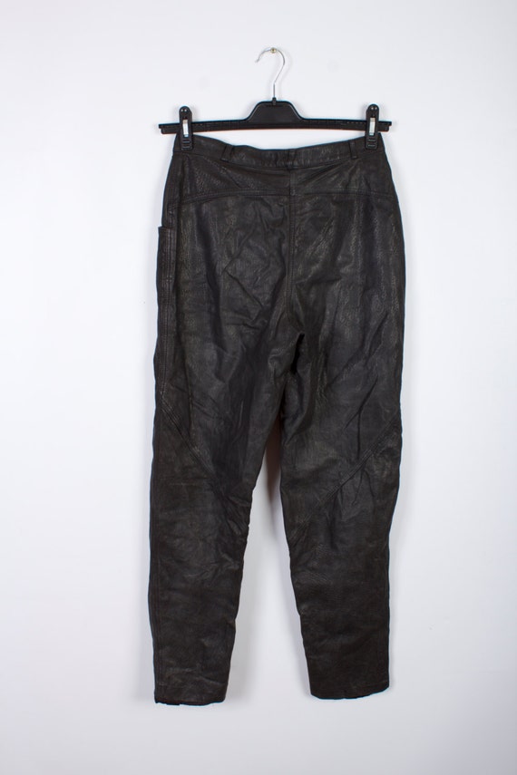 Black Leather Women Pants Vintage High Waist Echt… - image 3