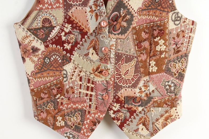 Tapestry Vest Womens Vest Embroidered Floral Vest Waistcoat Etsy