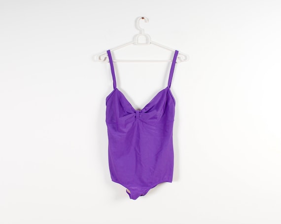 One Piece Swimsuit 70s 80s Style Swimsuit Violet Purple Etsy