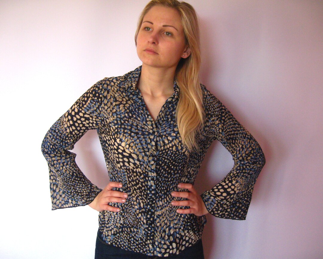 Vintage blue polka dot strapless top
