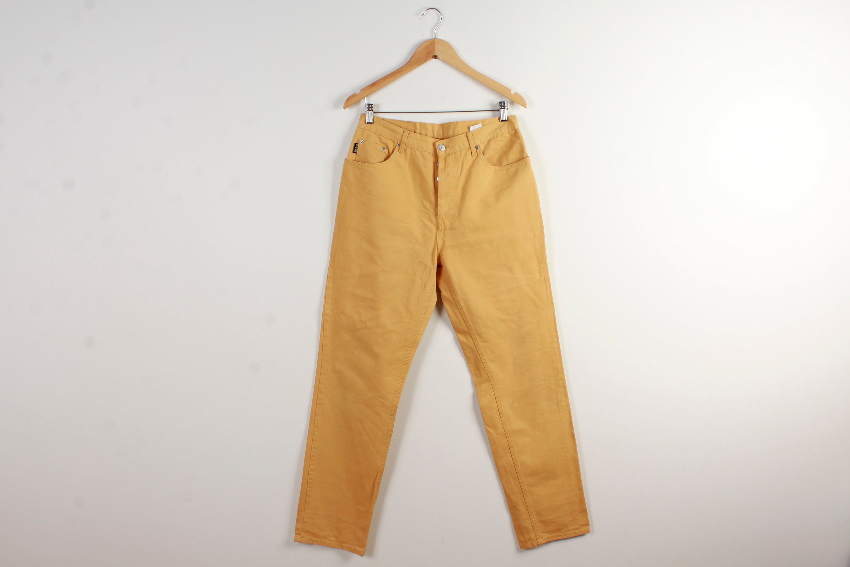 Yellow Vintage Pants Denim High Waist Pants Men Retro Style Yellow Vintage Pants Denim High Waist Pants Men Retro Style