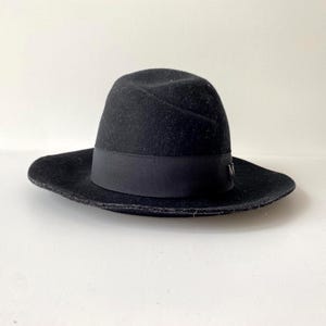 Vintage Black Wool Wide Brim Fedora - Size 57