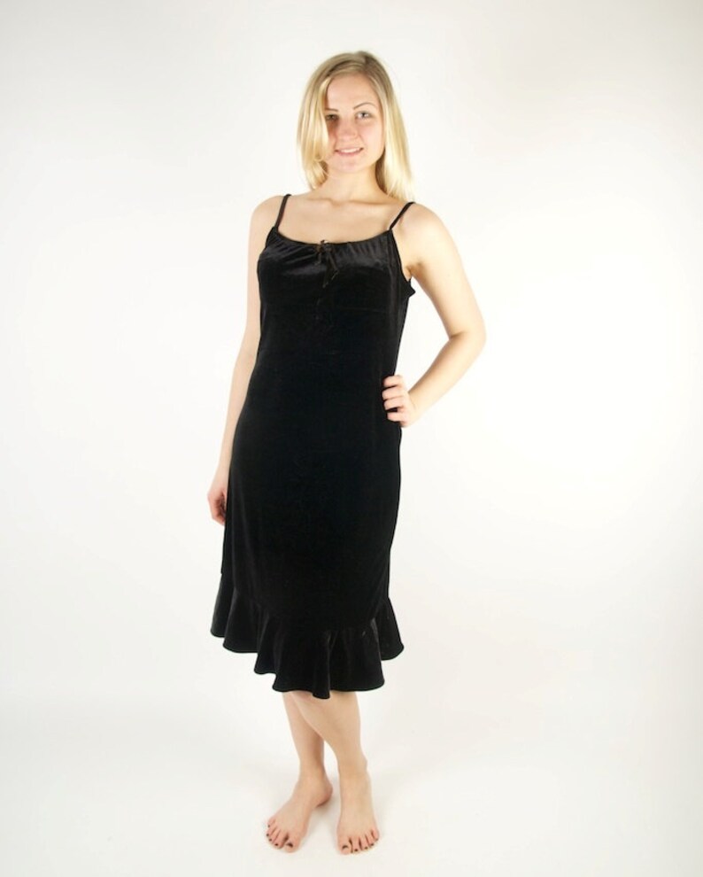 black velvet knee length dress