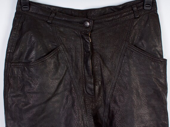 Black Leather Women Pants Vintage High Waist Echt… - image 2