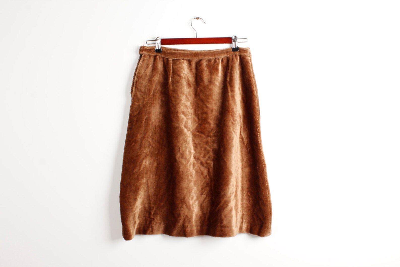 Brown Corduroy Skirt Aline Vintage Knee Length Skirt Business Etsy