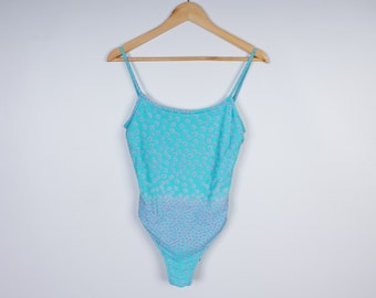Vintage Floral One Piece Swimsuit: Retro Light Blue Bathing Suit