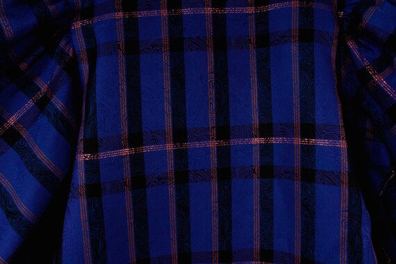 Blue Checkered Women Blouse / Abstract Print Patt… - image 4